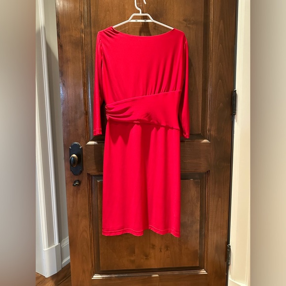 Red TAHARI Faux Wrap Dress Perfect for your Holiday Parties - Picture 3 of 5